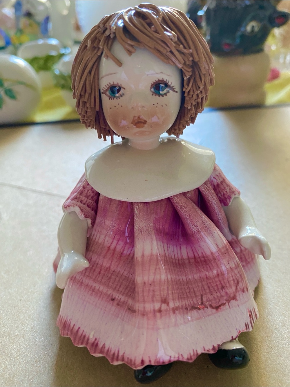 Vintage 1980s Lino Zampiva porcelain figurine handmade in Italy. EC Blue Eyes